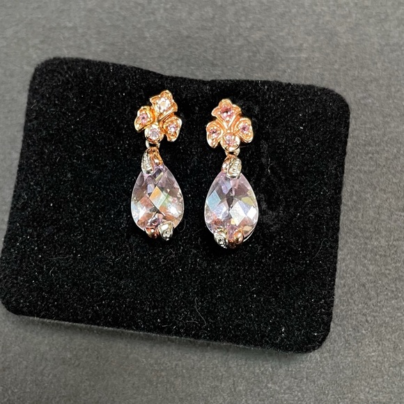 Purple Amethyst & Rose Gold Earrings - Picture 11 of 12